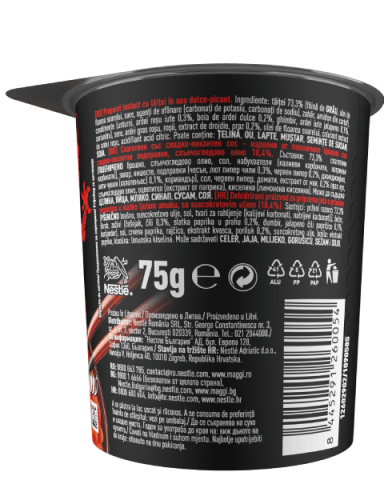 MAGGI Saucy Noodles, инстант тестенини во сладок и зачинет сос, чаша, 75 gr_BOP