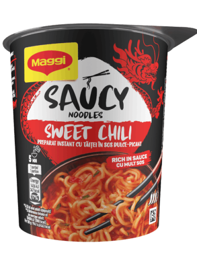 MAGGI Saucy Noodles, инстант тестенини во сладок и зачинет сос, чаша, 75 gr_FOP